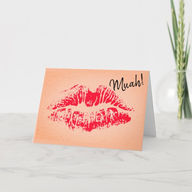 Big Red Kiss For Him Valentines Day Holiday Card (Front)