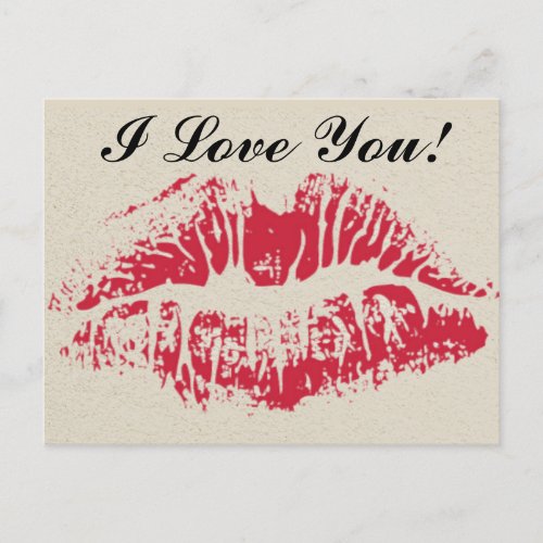 Big Red Kiss Valentines Day For Him Holiday Postcard