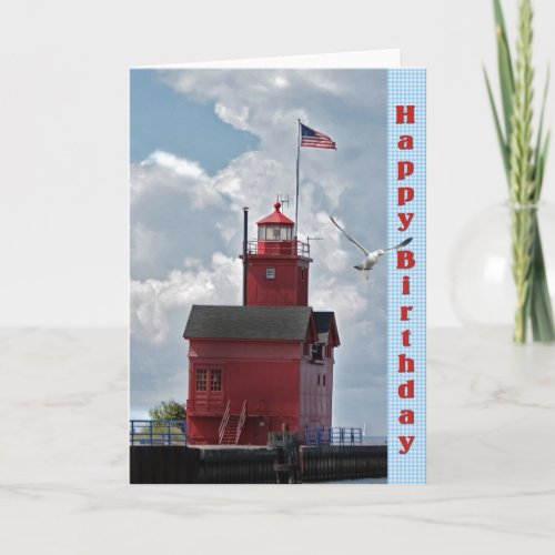 Big Red Lighthouse Birthday Card