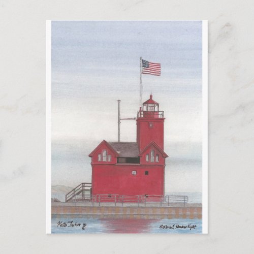 Big Red Lighthouse Holland Michigan Postcard