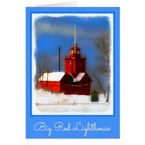 Big Red Lighthouse Painting _ Original Art