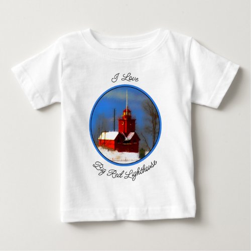 Big Red Lighthouse Painting _ Original Art Baby T_Shirt