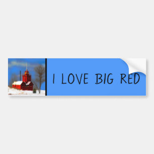 Big Red Lighthouse Painting - Original Art Bumper Sticker