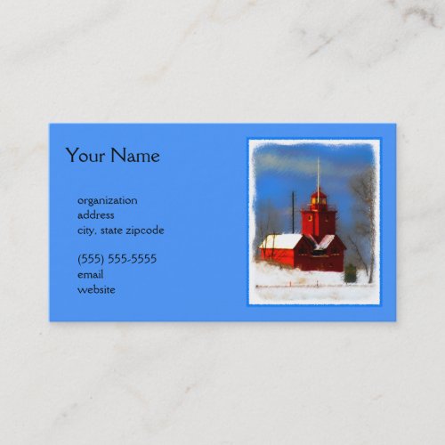 Big Red Lighthouse Painting _ Original Art Business Card