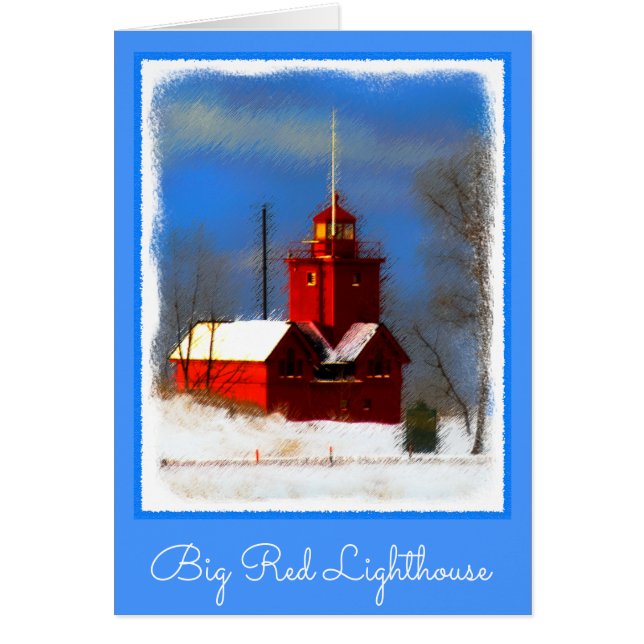 Big Red Lighthouse Painting - Original Art Cards (Front)