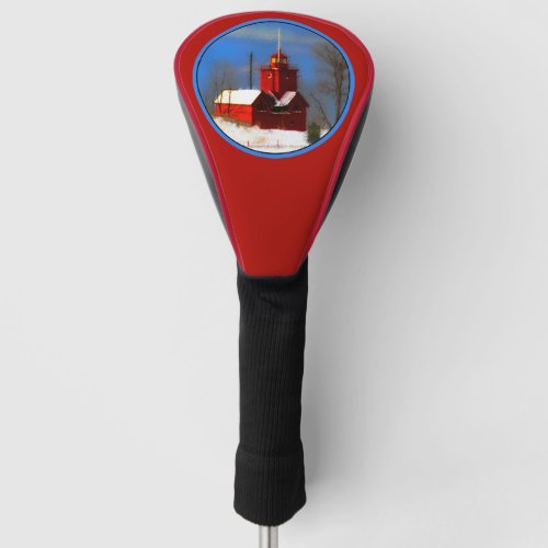 Big Red Lighthouse Painting _ Original Art Golf Head Cover