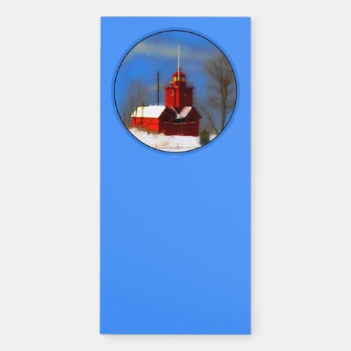 Big Red Lighthouse Painting _ Original Art Magnetic Notepad