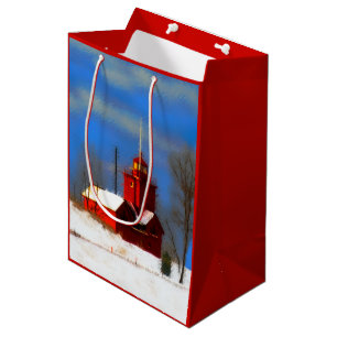 Big Red Lighthouse Painting - Original Art Medium Gift Bag