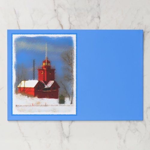 Big Red Lighthouse Painting _ Original Art Paper Pad