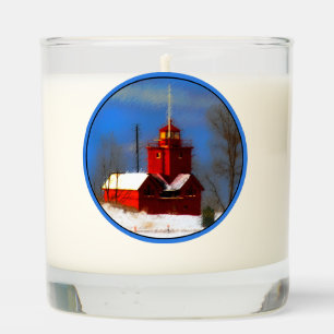 Big Red Lighthouse Painting - Original Art Scented Candle