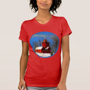 Big Red Lighthouse Painting - Original Art T-Shirt