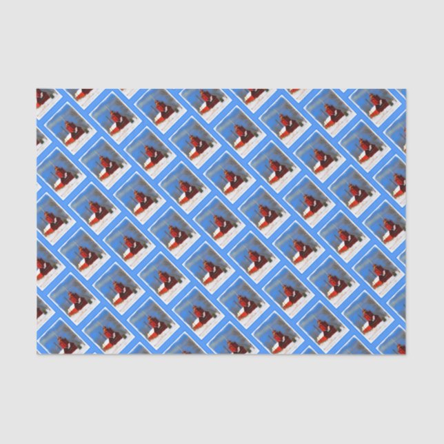 Big Red Lighthouse Painting - Original Art Tissue Paper (Front)