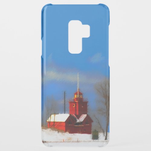 Big Red Lighthouse Painting _ Original Art Uncommon Samsung Galaxy S9 Plus Case