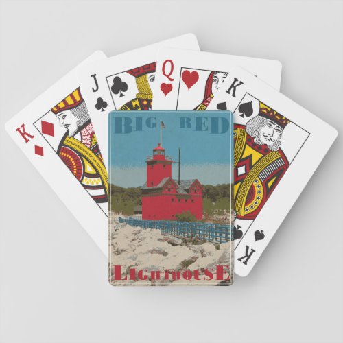 Big Red Lighthouse Poker Cards