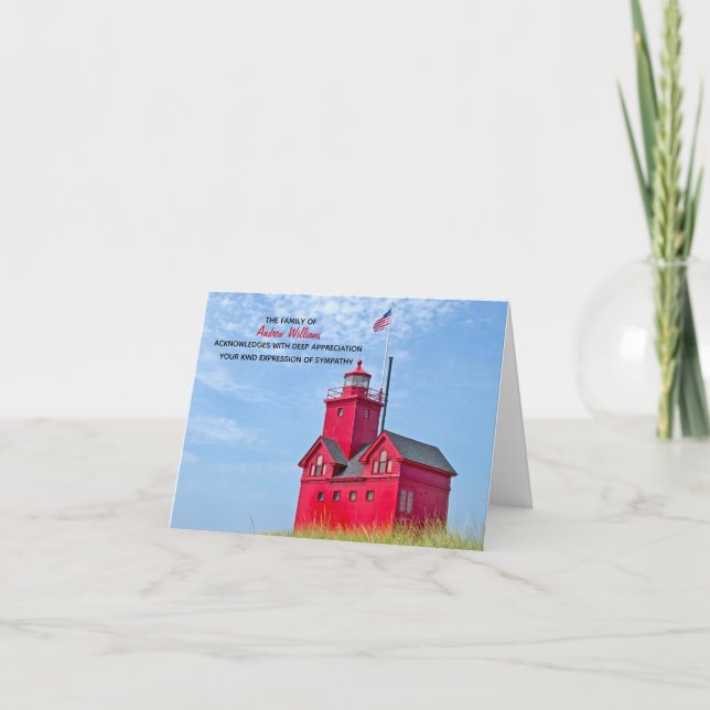 Big Red Lighthouse Sympathy Thank You (Front)