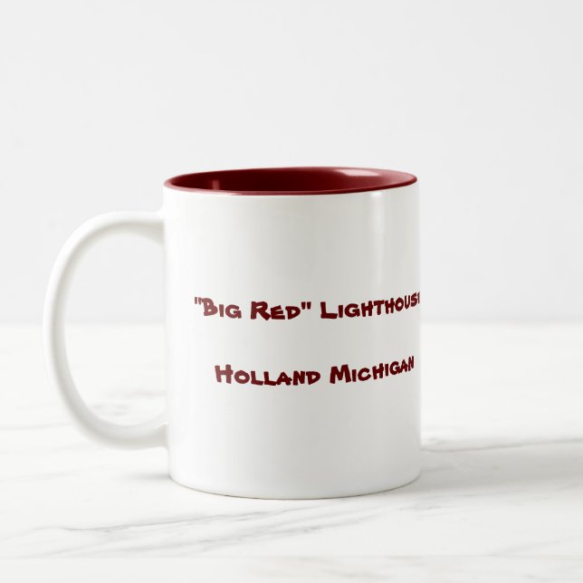 "Big Red" Lighthouse... Two-Tone Coffee Mug (Left)