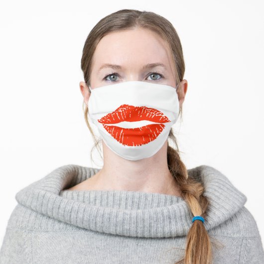 Big Red Lip Print Face Mask (Worn)