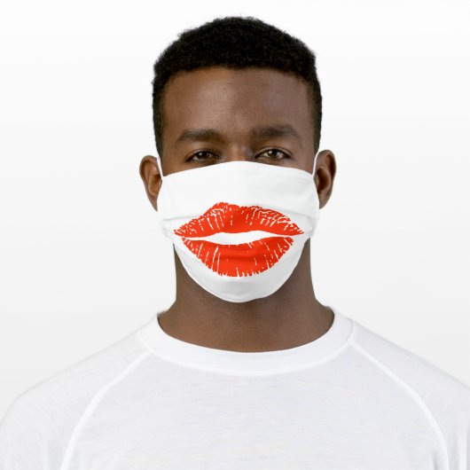 Big Red Lip Print Face Mask (Worn)