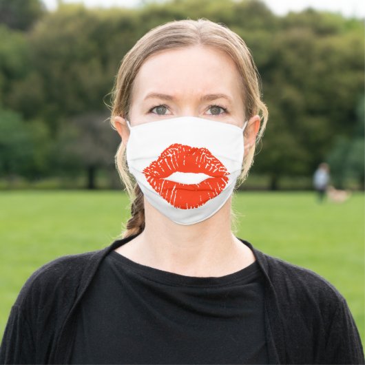 Big Red Lip Print Face Mask (Outside)