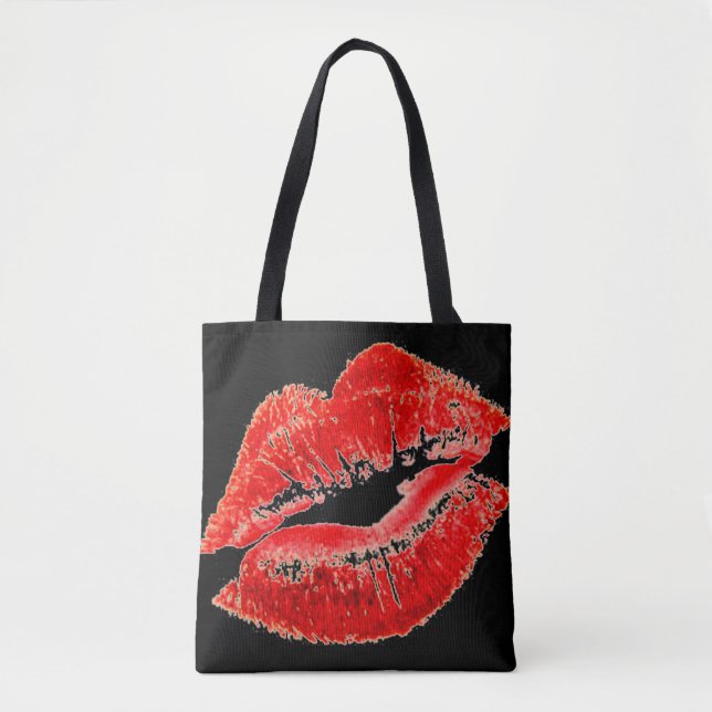 Big Red Lips Tote Bag (Front)