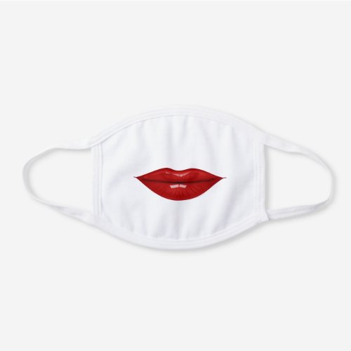 Big Red Lips White Cotton Face Mask