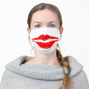 Big red lipstick lips adult cloth face mask