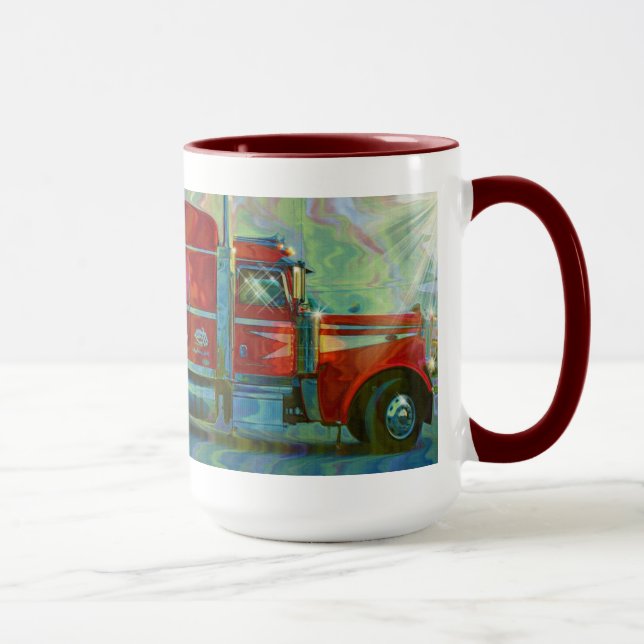 Big Red Lorry Truck-lover's Drinking Mug (Right)