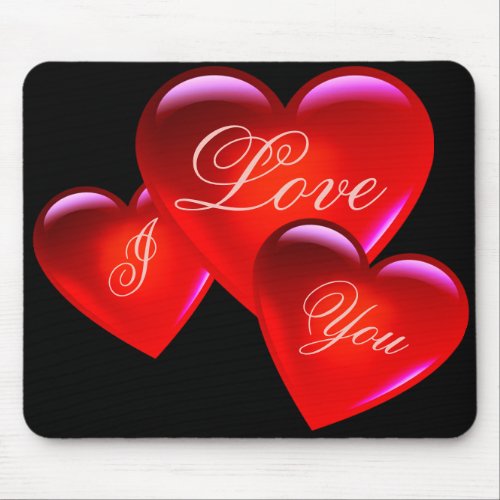 Big red love heartI love youloving heart_black Mouse Pad