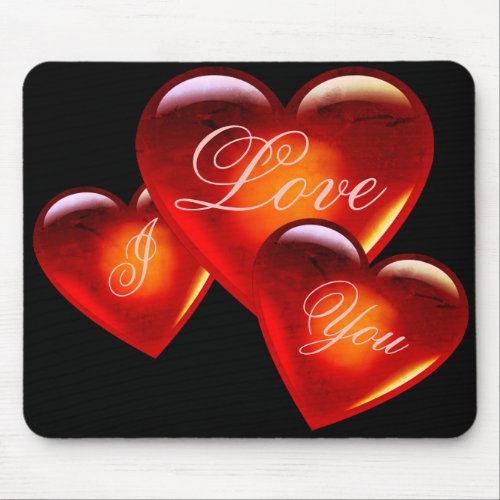 Big red love heartI love youloving heart_black Mouse Pad
