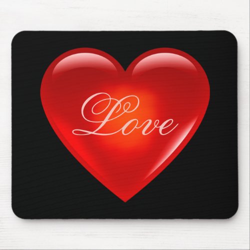 Big red love heartlots of loveloving heart_black mouse pad