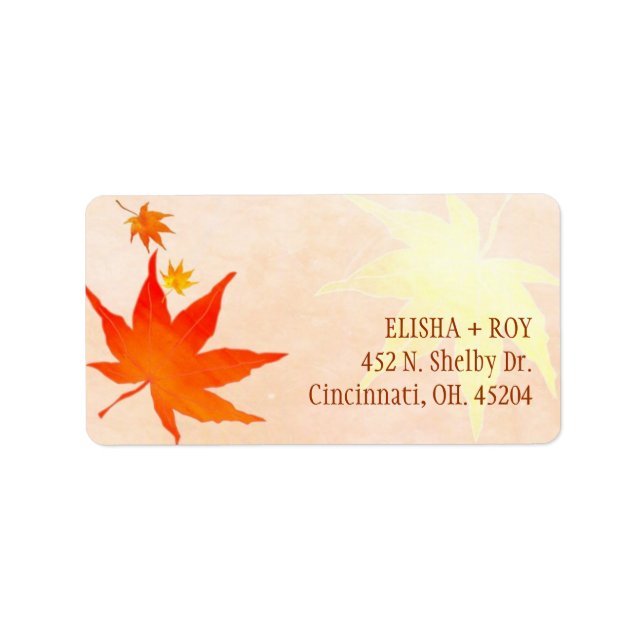 Big Red Maple Leaf Wedding Address Label (Front)