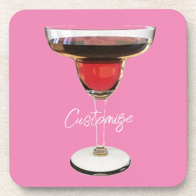 Big Red Margarita Cocktail Drink Thunder_Cove Beverage Coaster (Front)
