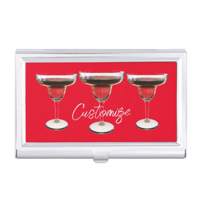 Big Red Margarita Cocktail Drink Thunder_Cove Business Card Case (Front)