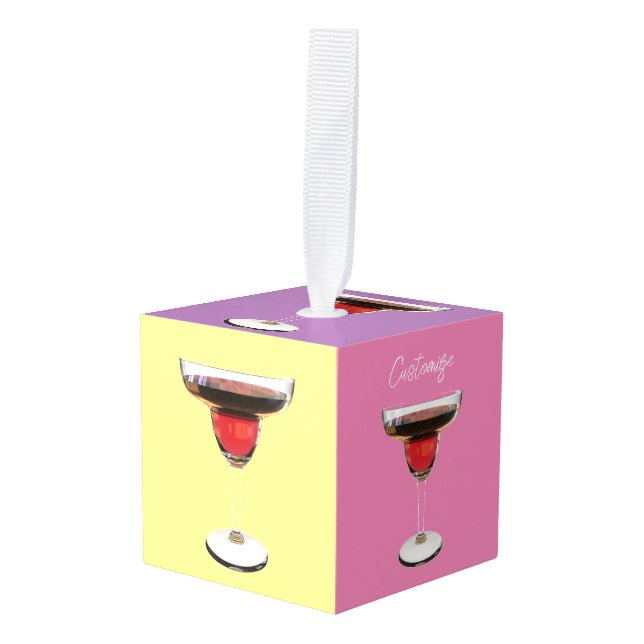 Big Red Margarita Cocktail Drink Thunder_Cove  Cube Ornament (Front Angled)