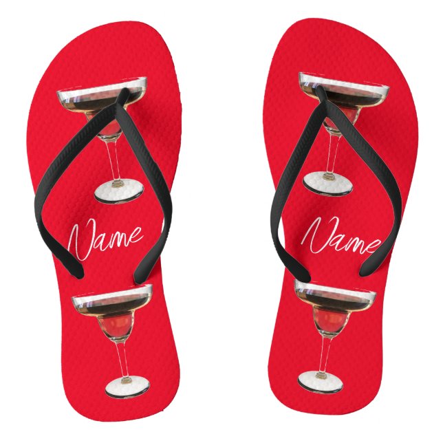 Big Red Margarita Cocktail Drink Thunder_Cove Flip Flops (Footbed)