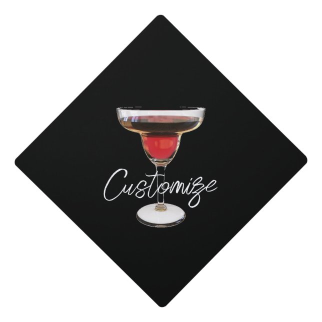 Big Red Margarita Cocktail Drink Thunder_Cove Graduation Cap Topper (Front)