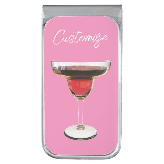 Big Red Margarita Cocktail Drink Thunder_Cove Silver Finish Money Clip (Front Vertical)