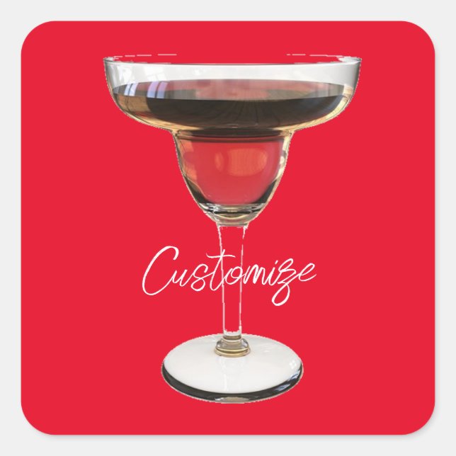 Big Red Margarita Cocktail Drink Thunder_Cove Square Sticker (Front)