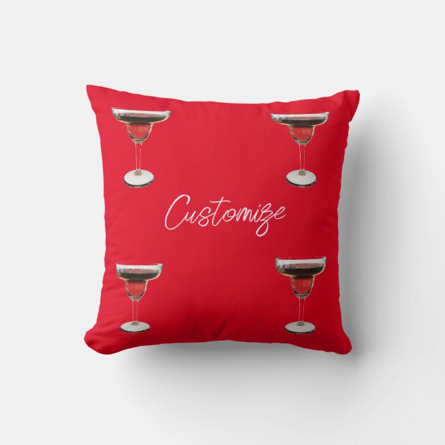 Big Red Margarita Cocktail Drink Thunder_Cove Throw Pillow (Front)