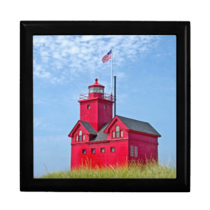 Big Red Michigan Lighthouse Gift Box