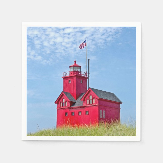 Big Red Michigan Lighthouse Napkins (Front)