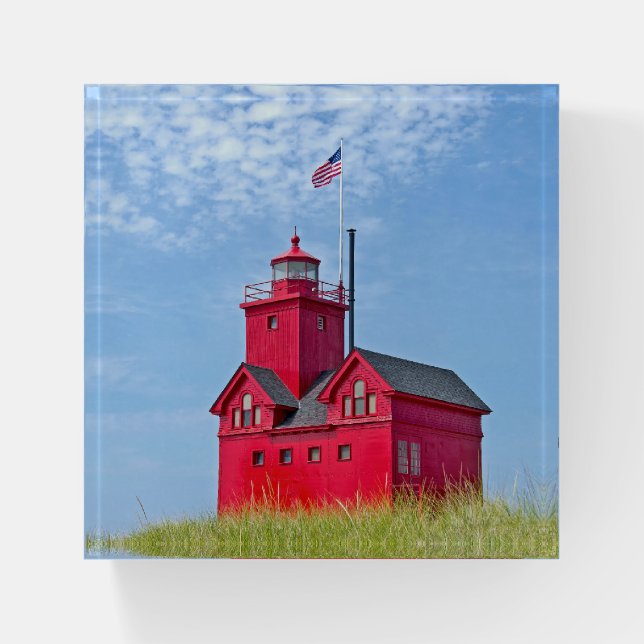 Big Red Michigan Lighthouse Paperweight (Front)