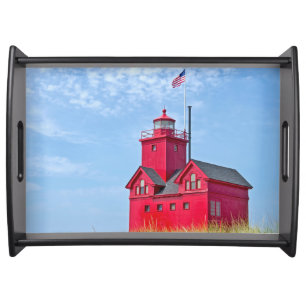 Big Red Michigan Lighthouse Serving Tray