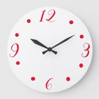 Big Red Numbers On A White Clock