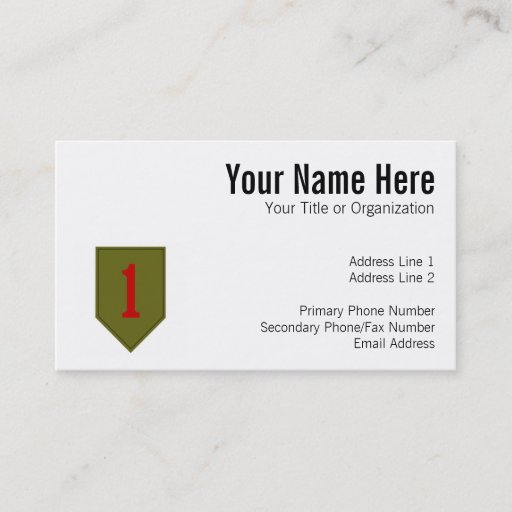 Customizable Big Red One, 1st ID Patch Business Card Template