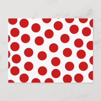 Big Red Polka Dots On Customizable Background Postcard by ChicPink at Zazzle