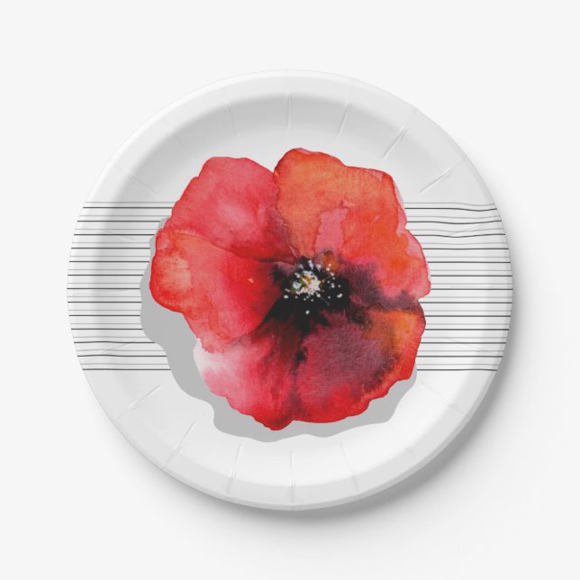 Big red poppy paper plate (Front)
