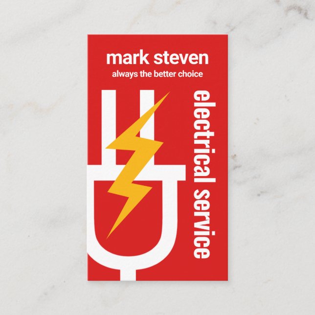 Big Red Power Plug Electricity Business Card (Front)
