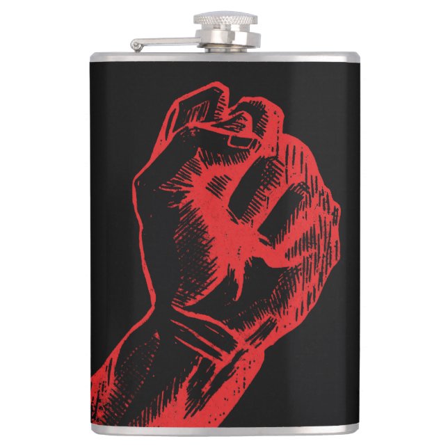 Big Red Raised Defiant Fist Flask (Front)