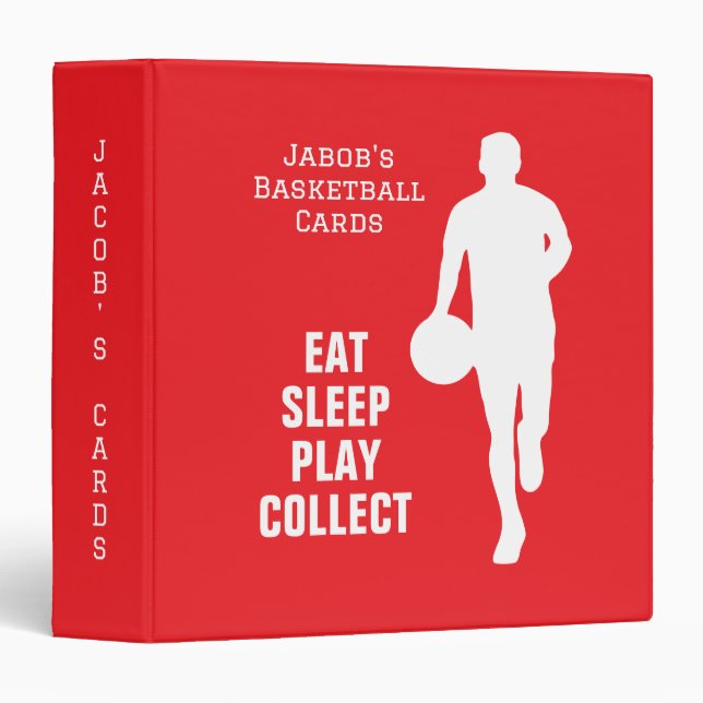 Big red ring binder for basketball trading cards (Front/Spine)